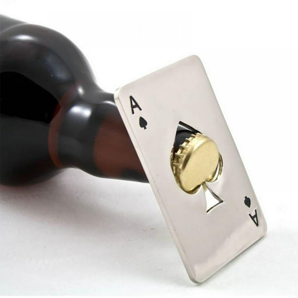5 Pcs Stainless Steel Wine Beer Bottle Opener Credit Card Ace Poker Card Silver 